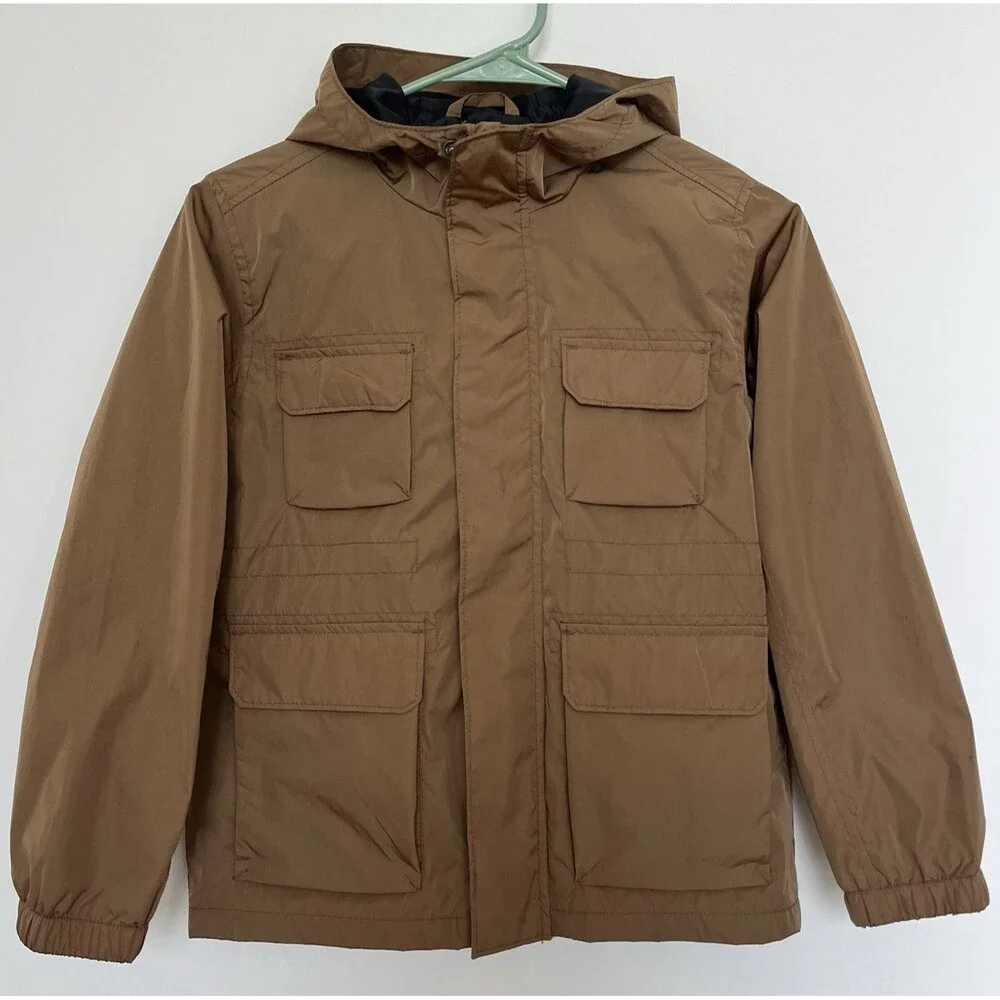 NWOT Old Navy Kids Unisex Boys Water-Resistant Hooded Utility Jacket Brown M 8